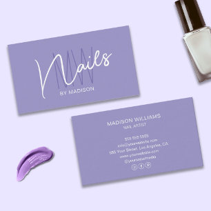 Carte De Visite Logo Monogramme Moderne Artiste Ongles Violet