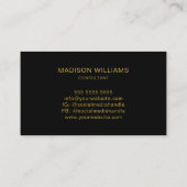 Carte De Visite Logo Monogramme moderne Black Gold Consultant (Dos)