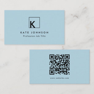 Carte De Visite Logo Monogramme moderne bleu clair minimaliste