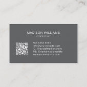 Carte De Visite Logo Monogramme Moderne Code QR Gris Consultant (Dos)