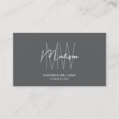 Carte De Visite Logo Monogramme Moderne Code QR Gris Consultant (Devant)