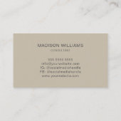 Carte De Visite Logo Monogramme Moderne Consultant Beige (Dos)