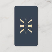 Carte De Visite Logo Monogramme moderne K Dark Blue Gold Professio (Devant)