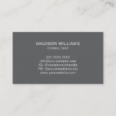 Carte De Visite Logo Monogramme Moderne Nom Gris Consultant (Dos)