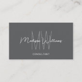 Carte De Visite Logo Monogramme Moderne Nom Gris Consultant (Devant)