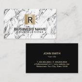 Carte De Visite Logo Monogramme Or Construction de marbre moderne (Devant / Derrière)