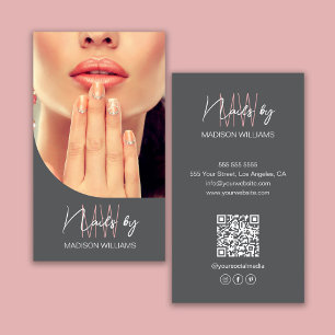 Carte De Visite Logo Monogramme Photo Artiste Ongles Gris