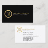 Carte De Visite Logo Monogramme professionnel à Faux Gold II (Devant / Derrière)