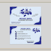 Carte De Visite Logo Monogramme professionnel Blue Cleaning Servic
