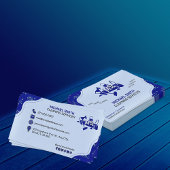 Carte De Visite Logo Monogramme professionnel Blue Cleaning Servic