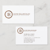 Carte De Visite Logo Monogramme professionnel en Design Woodgrain (Devant / Derrière)