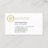 Carte De Visite Logo Monogramme professionnel en Faux Gold Black (Dos)