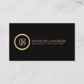 Carte De Visite Logo Monogramme professionnel en Faux Gold Black (Devant)