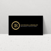 Carte De Visite Logo Monogramme professionnel en Faux Gold Black