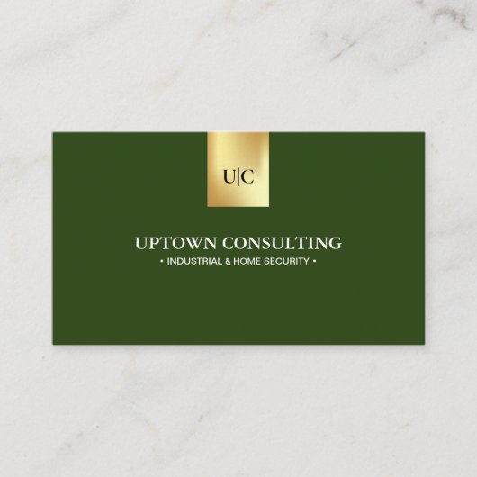 Carte De Visite Logo Monogramme professionnel en Faux Gold Dark Gr (Devant)