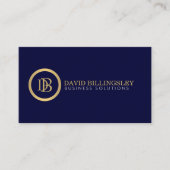 Carte De Visite Logo Monogramme professionnel en Faux Gold Navy Bl (Devant)