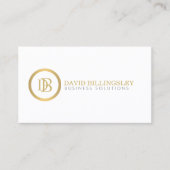 Carte De Visite Logo Monogramme professionnel en Faux Gold White (Devant)
