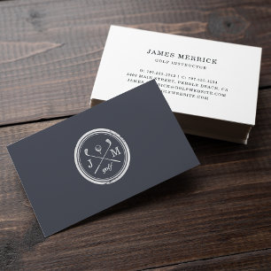 Carte De Visite Logo Monogramme vintage   Golf Pro ou Instructeur