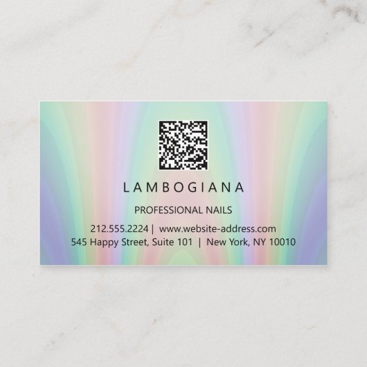 Carte De Visite Logo Nails Studio Holographe QR Code brouillard Tu (Dos)