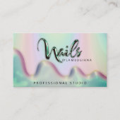 Carte De Visite Logo Nails Studio Holographe QR Code brouillard Tu (Devant)