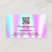 Carte De Visite Logo Nails Studio Holographe QR Code Elegant (Dos)