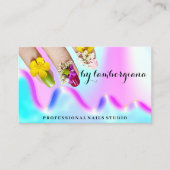Carte De Visite Logo Nails Studio Holographe QR Code Elegant (Devant)