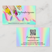 Carte De Visite Logo Nails Studio Holographe QR Code Mermaid (Devant / Derrière)