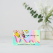 Carte De Visite Logo Nails Studio Holographe QR Code Mermaid (Debout devant)
