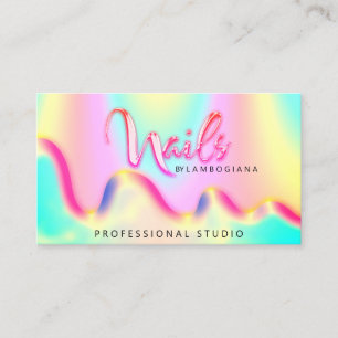 Carte De Visite Logo Nails Studio Holographe QR Code unique