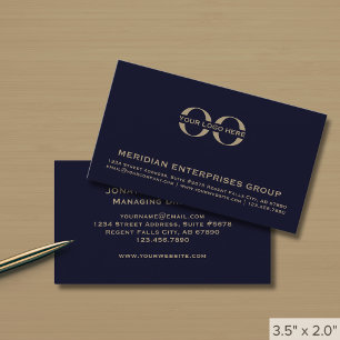 Carte De Visite Logo Navy et Or Professionnel