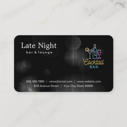 Carte De Visite Logo Neon Cocktails (Devant)