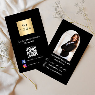 Carte De Visite logo noir arche photo code Qr social media premium