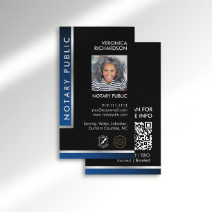 Carte De Visite Logo noir argent lisse Photo QR Code noir