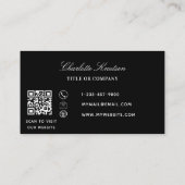 Carte De Visite Logo noir blanc monogramme code Qr (Dos)