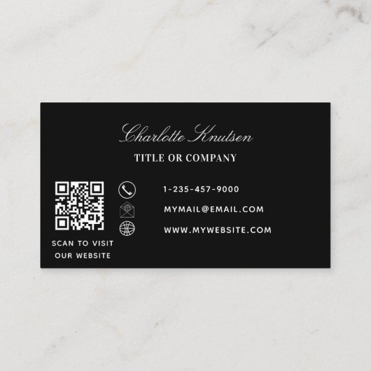 Carte De Visite Logo noir blanc monogramme code Qr (Dos)