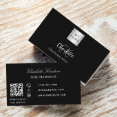 Carte De Visite Logo noir blanc monogramme code Qr