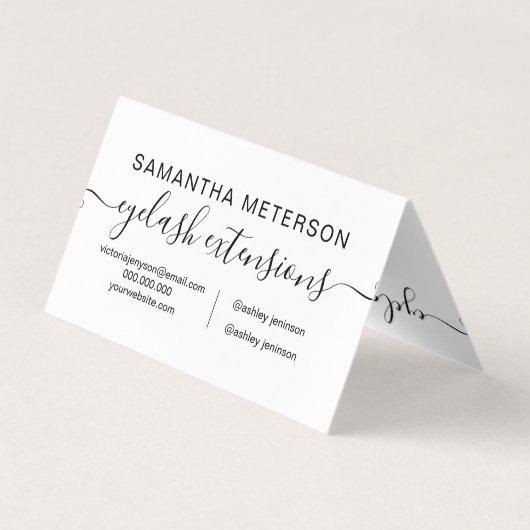 Carte De Visite logo noir blanc nom eyelash extensions (Dos)