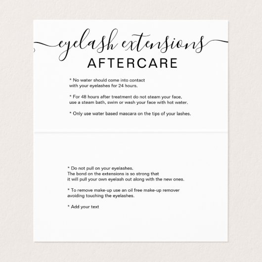 Carte De Visite logo noir blanc nom eyelash extensions (Intérieur déplié)