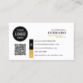 Carte De Visite Logo noir blanc QR Code Gold Border Bakery (Dos)