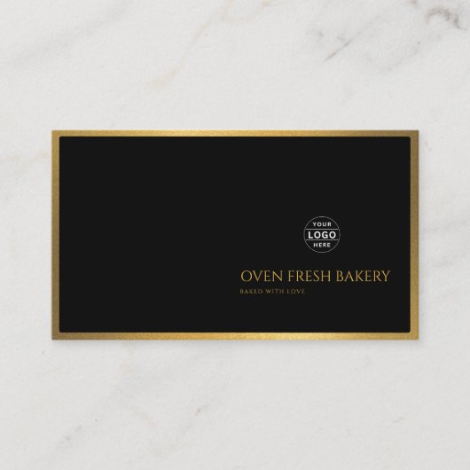 Carte De Visite Logo noir blanc QR Code Gold Border Bakery (Devant)