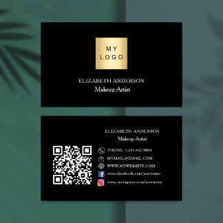 Carte De Visite Logo noir blanc Qr code médias sociaux