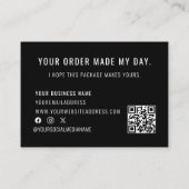 Carte De Visite Logo noir blanc QR Code Merci pour votre commande (Dos)