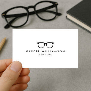 Carte De Visite Logo noir classique et simple de lunettes sur le