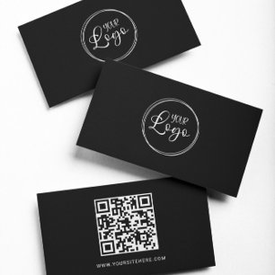 Carte De Visite Logo noir et blanc Code QR minimaliste