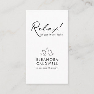 Carte De Visite Logo noir et blanc de thérapie par massage Lotus