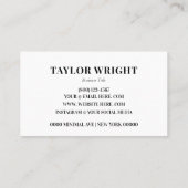 Carte De Visite Logo noir et blanc minimal (Dos)