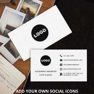 Carte De Visite Logo noir et blanc pour site web de médias sociaux