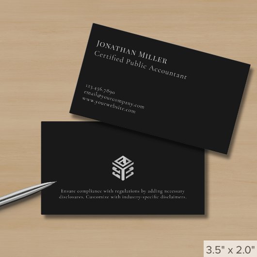 Carte De Visite Logo Noir Luxe Simple