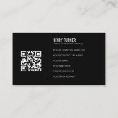 Carte De Visite Logo noir professionnel simple QR Code Company (Dos)