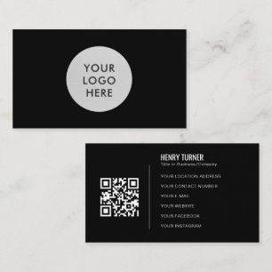 Carte De Visite Logo noir professionnel simple QR Code Company